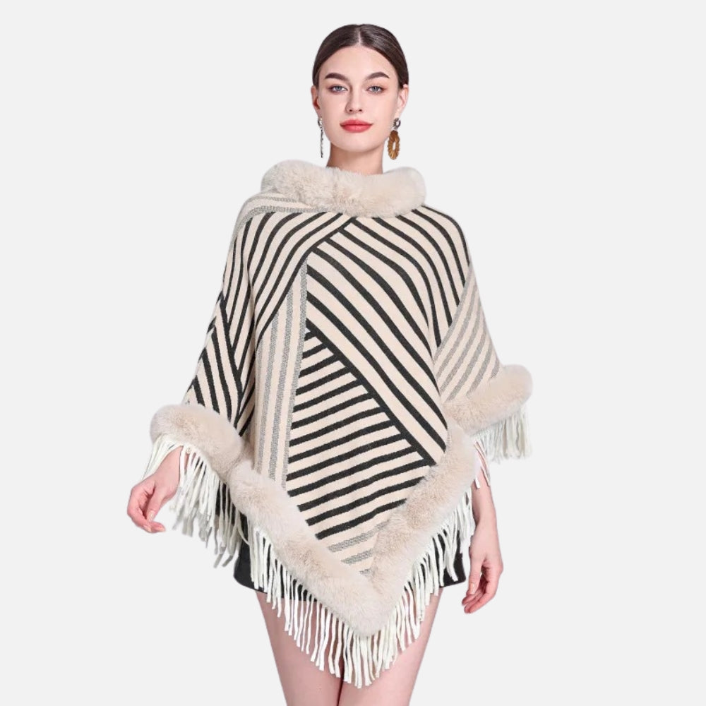 Poncho Fourrure à Rayures
