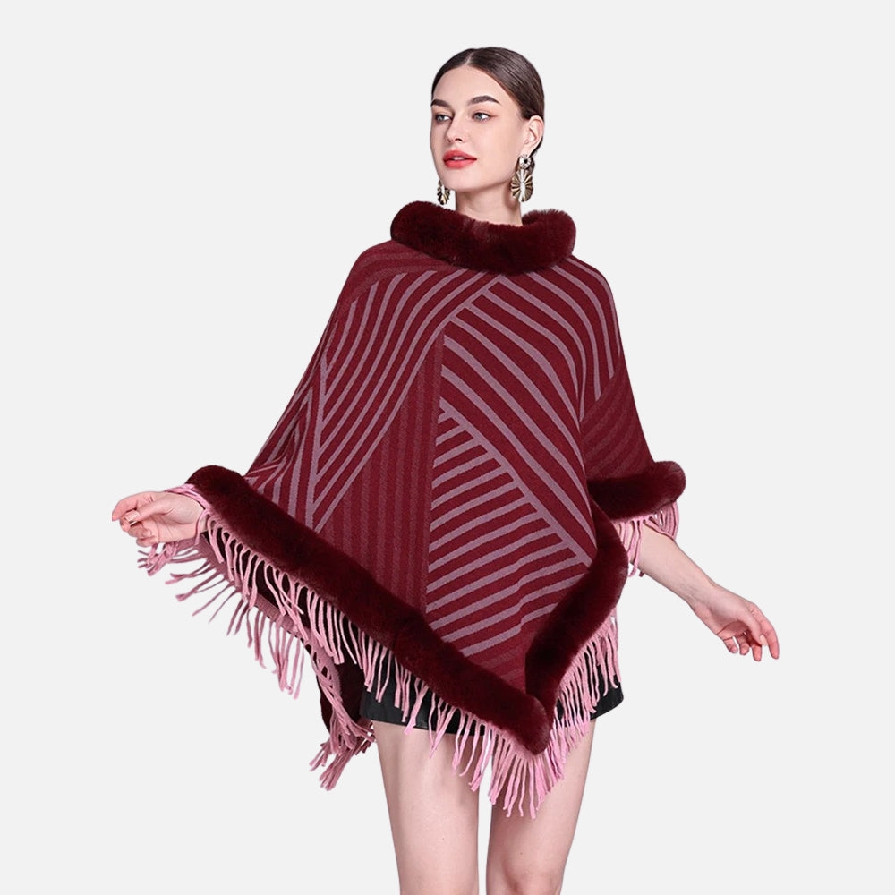 Poncho Fourrure à Rayures