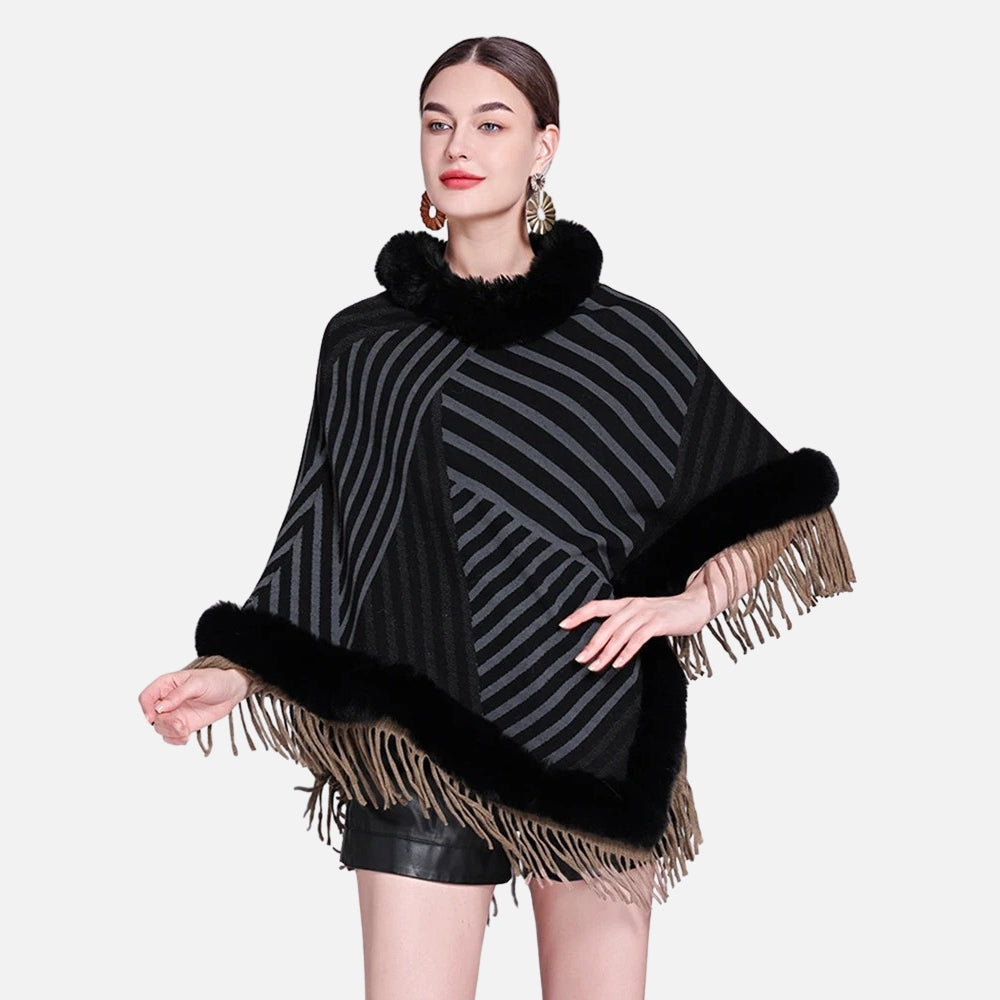 Poncho Fourrure à Rayures