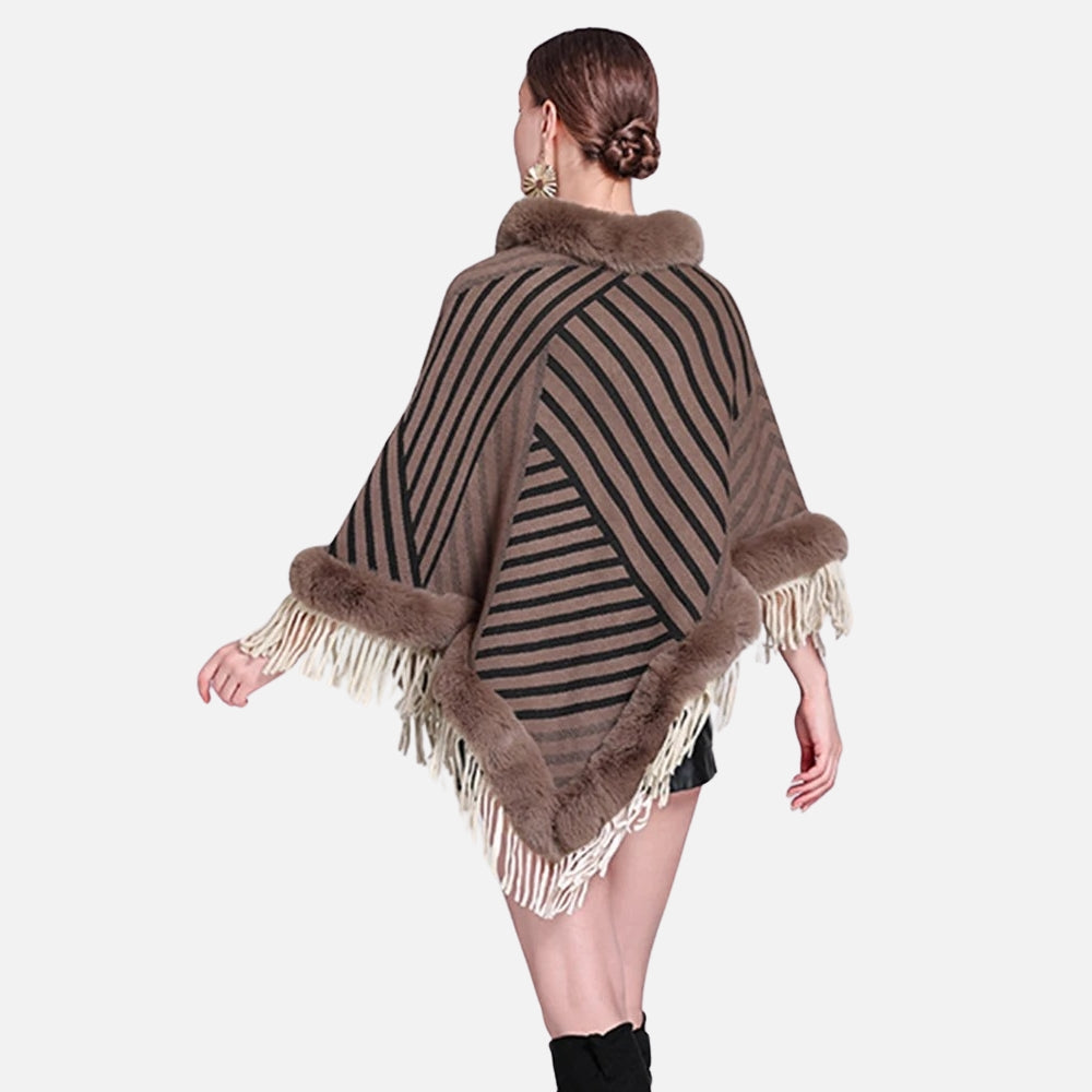 Poncho Fourrure à Rayures
