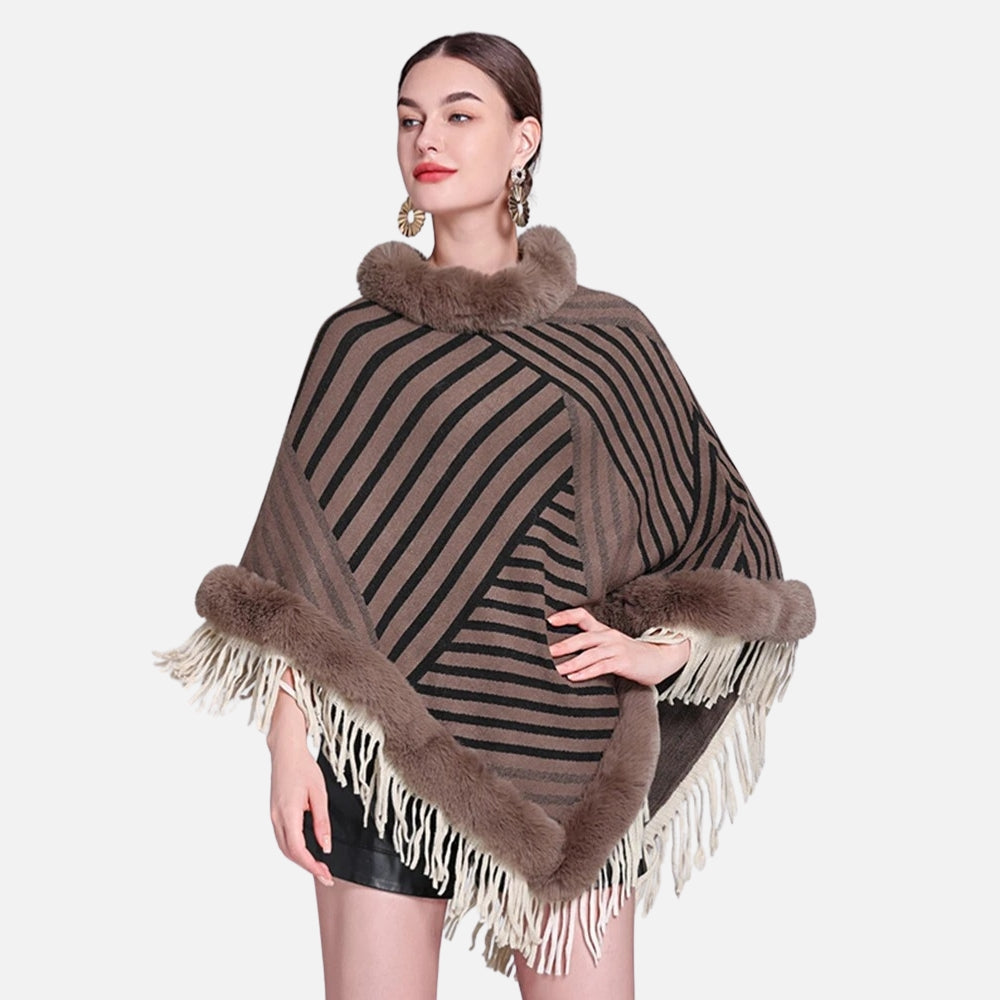 Poncho Fourrure à Rayures