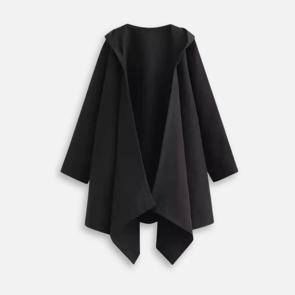 Poncho Noir À Capuche