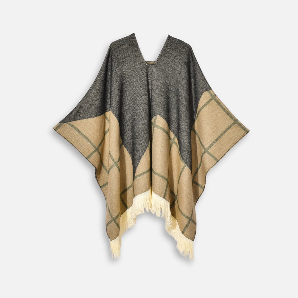 Poncho Péruvien Motifs à Carreaux