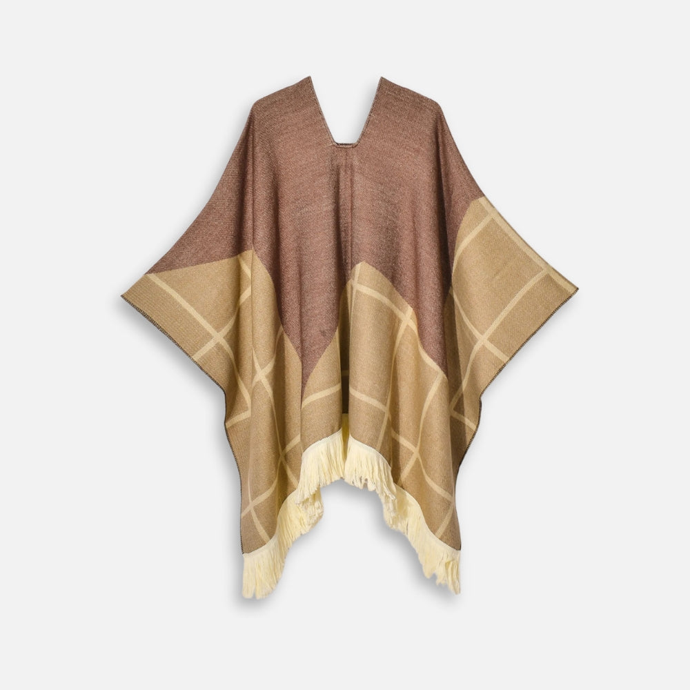 Poncho Péruvien Motifs à Carreaux
