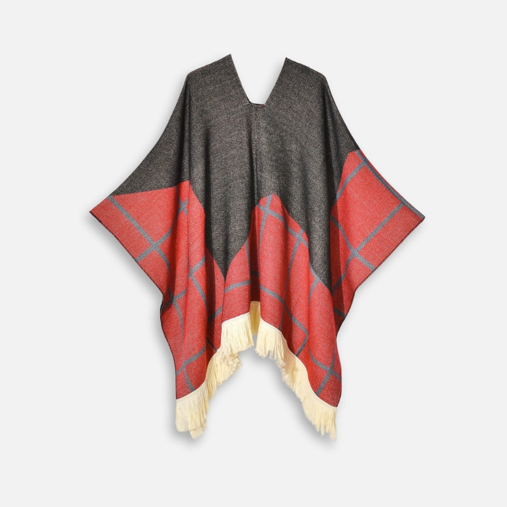 Poncho Péruvien Motifs à Carreaux