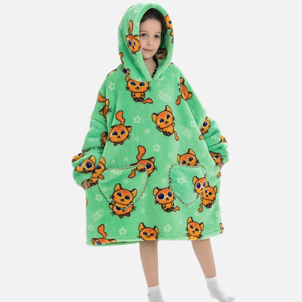 Poncho Plaid Chat Roux