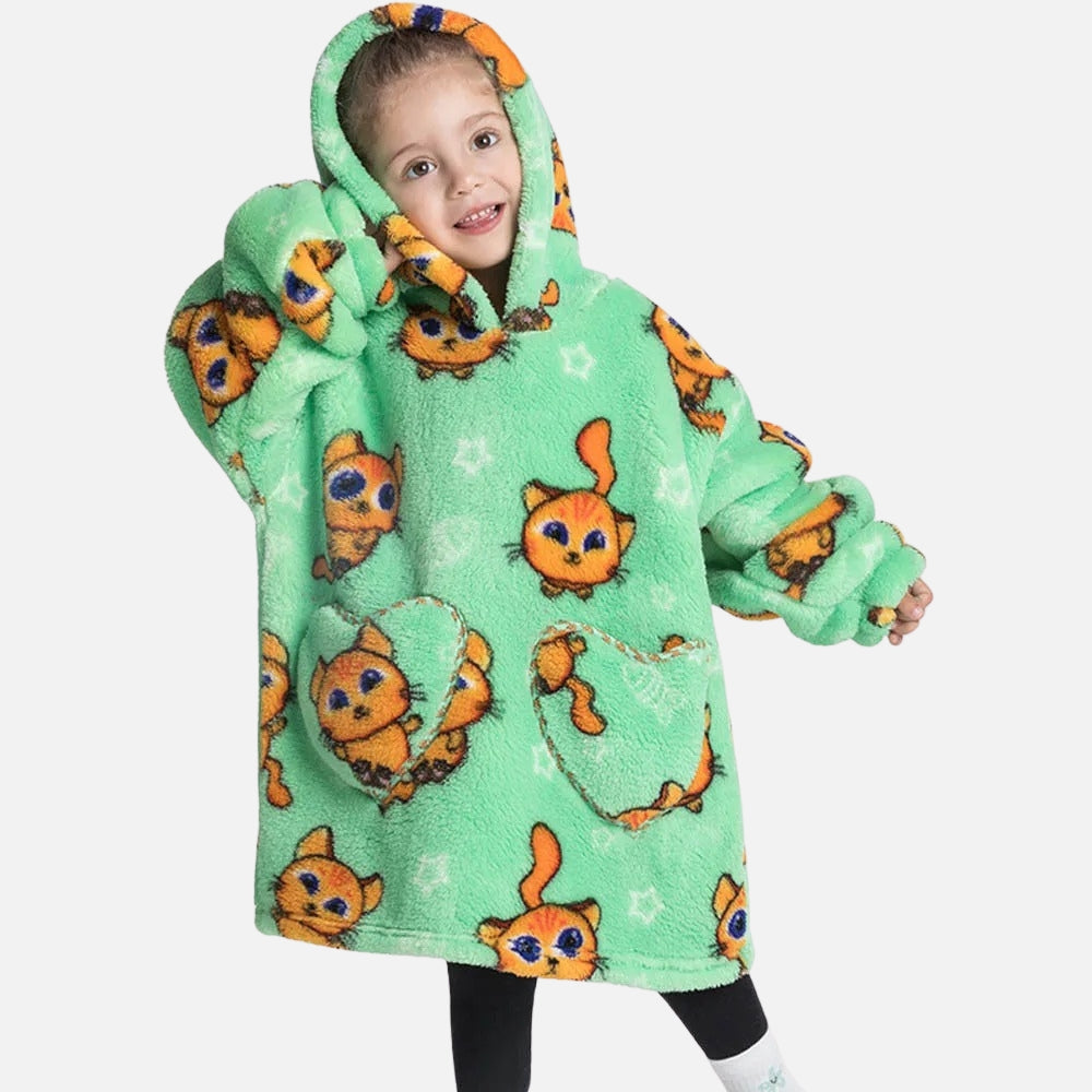 Poncho Plaid Chat Roux