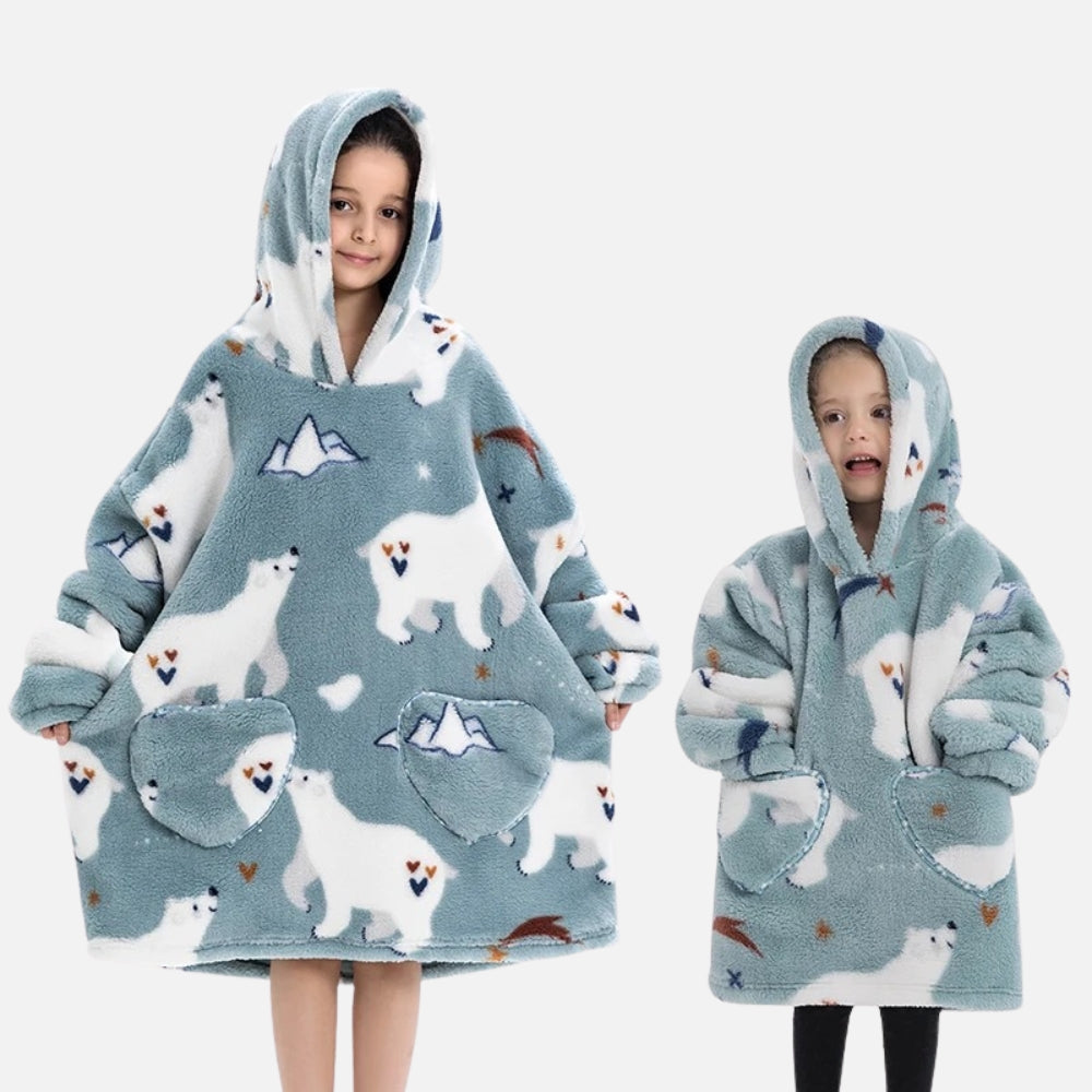 Poncho Plaid Ours Polaire