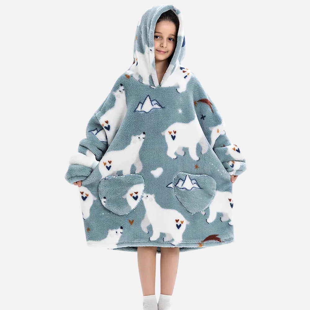 Poncho Plaid Ours Polaire