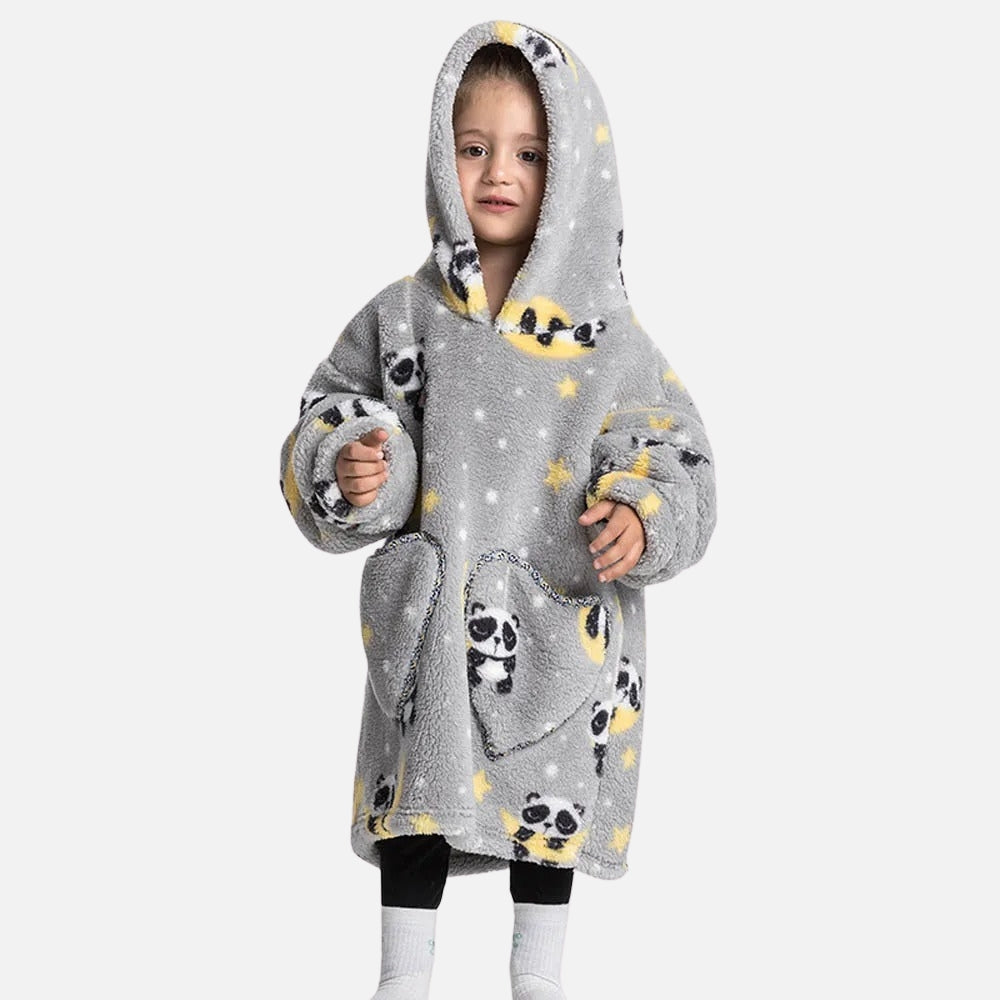 Poncho Plaid Lune et Panda
