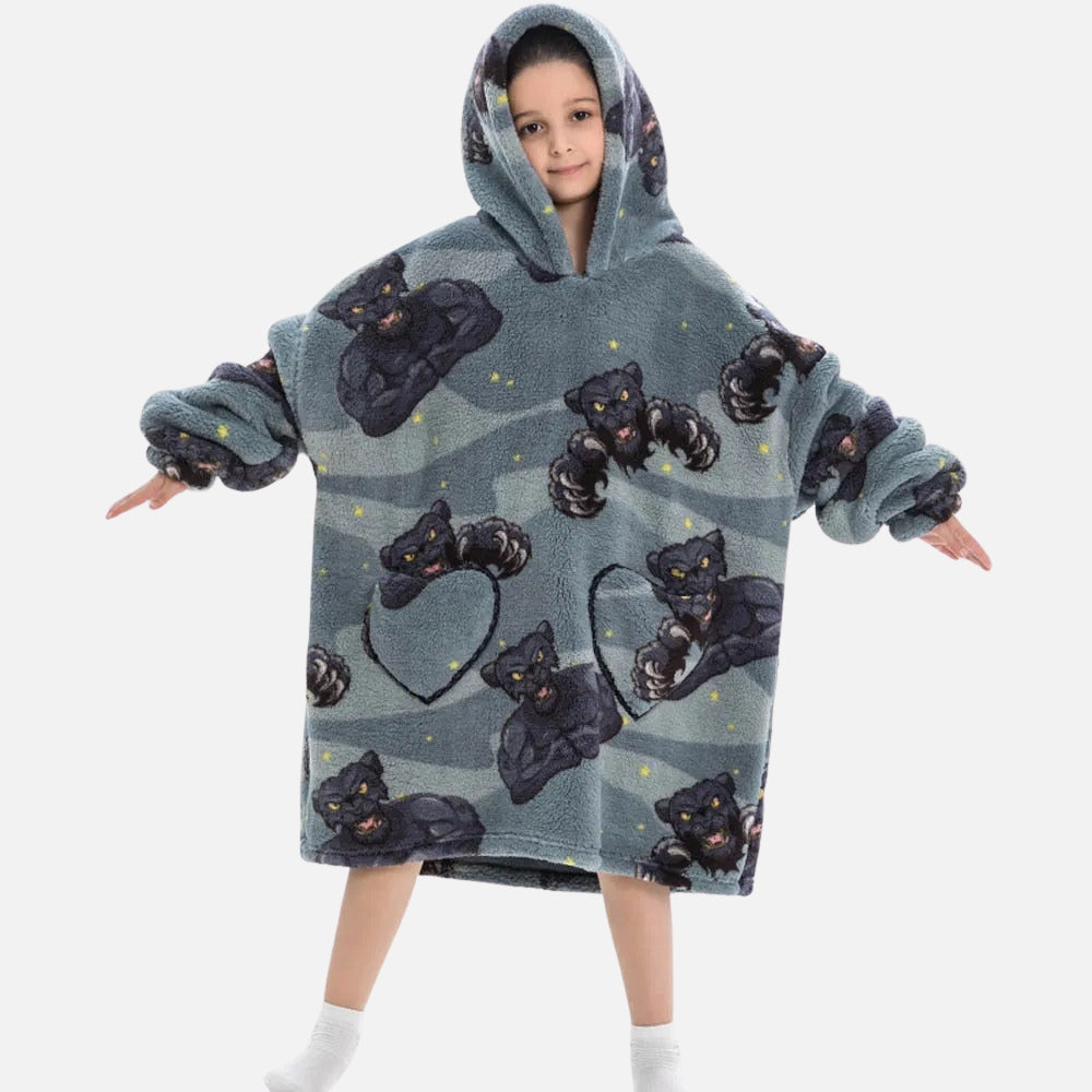 Poncho Plaid Panthère Noir