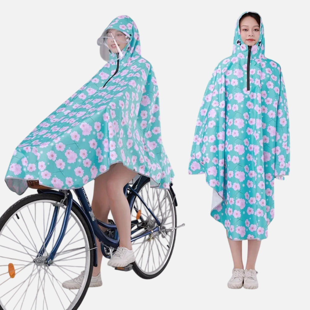Poncho Vélo Fleurs Rose