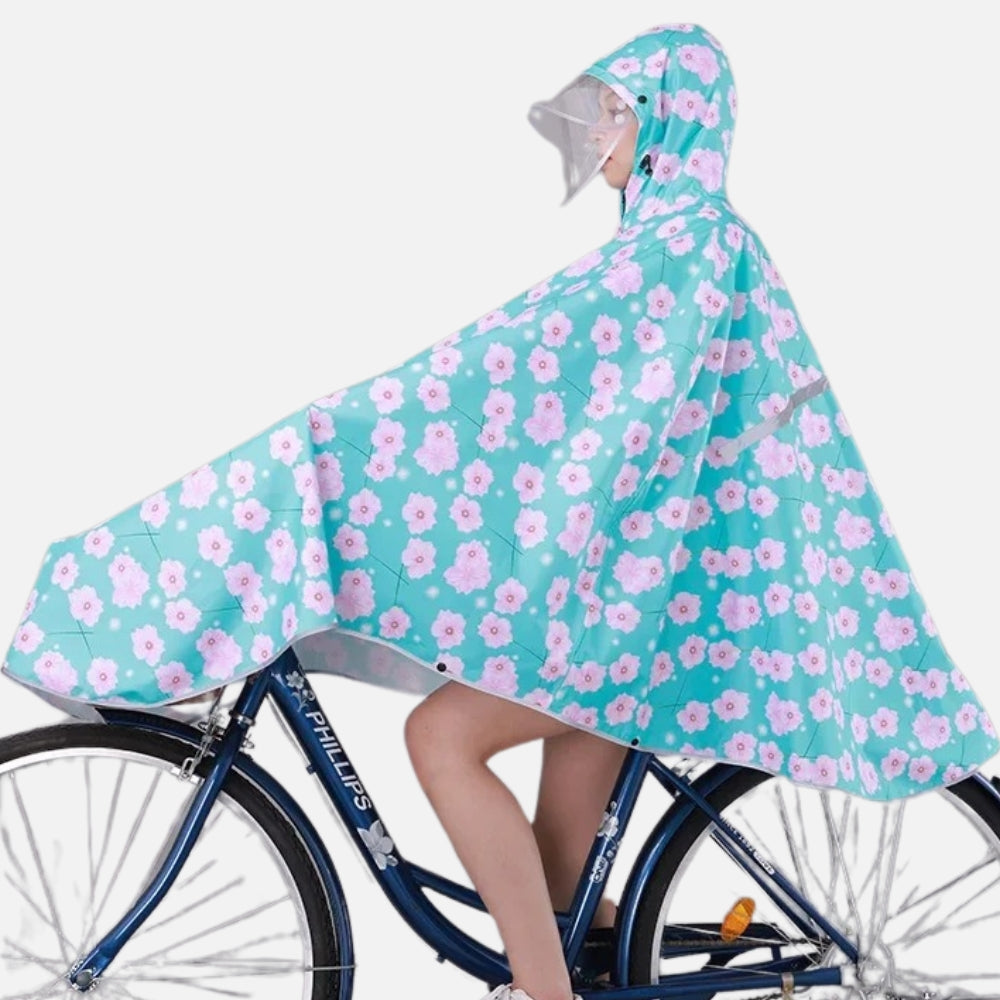 Poncho Vélo Fleurs Rose
