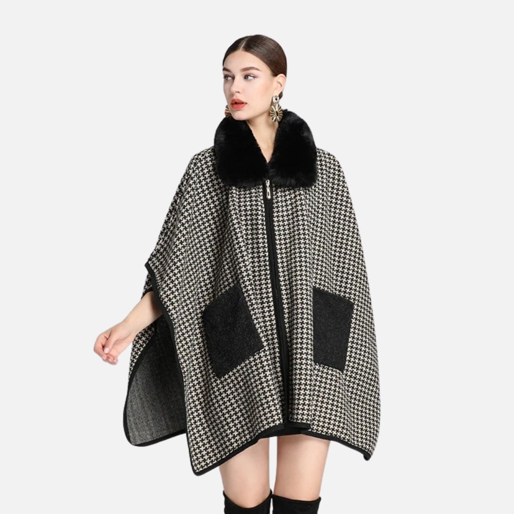 Poncho Zip Col Fourrure