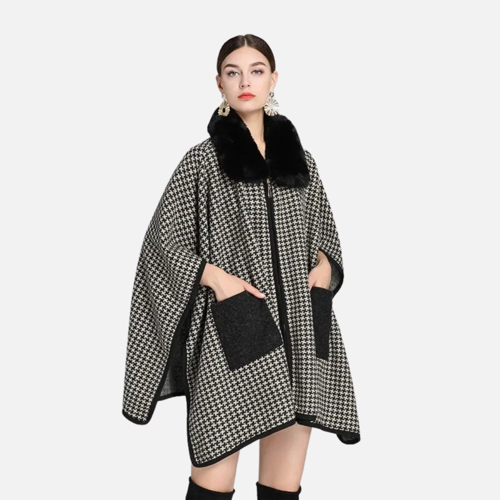 Poncho Zip Col Fourrure