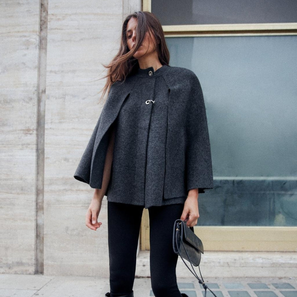 Poncho Femme Gris