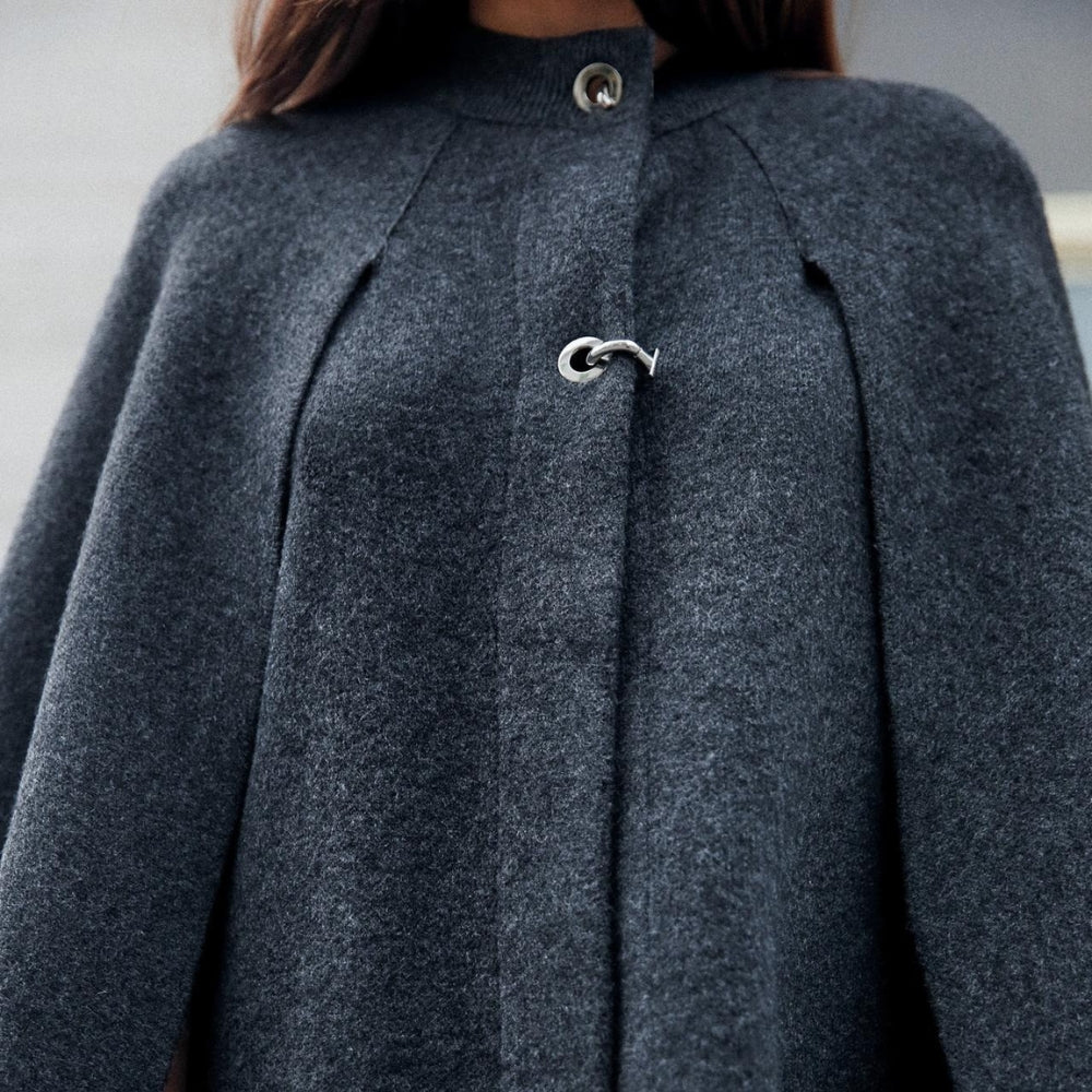 Poncho Femme Gris