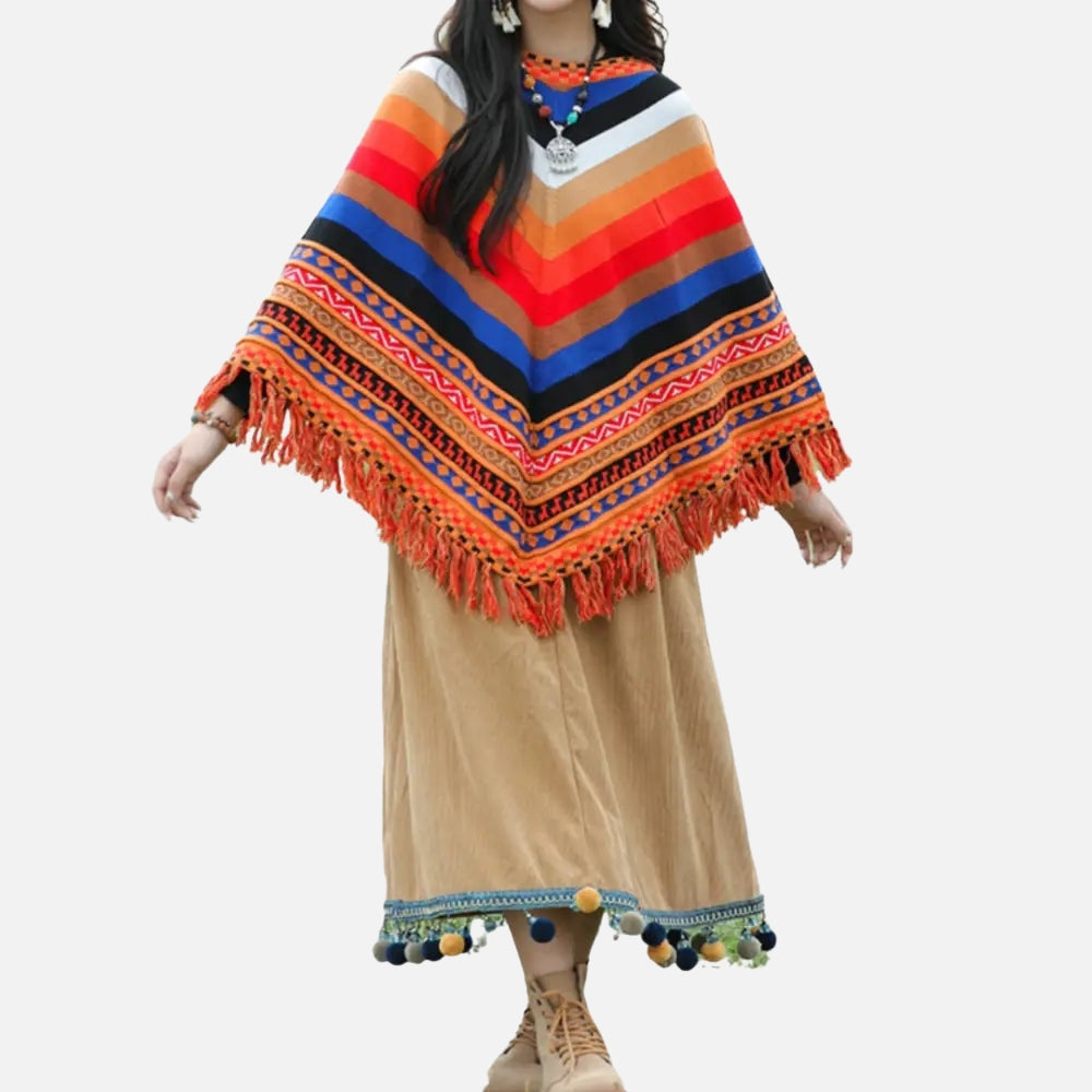 Poncho Péruvien à Franges