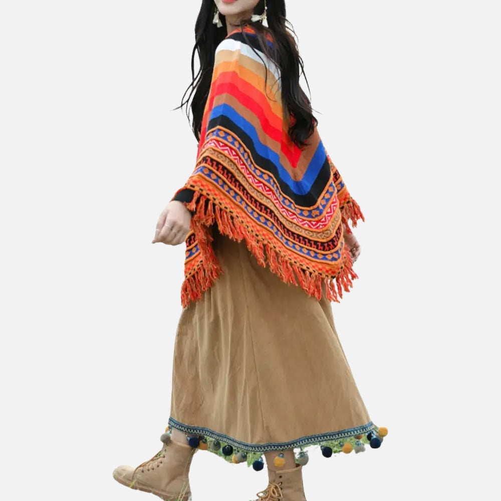 Poncho Péruvien à Franges