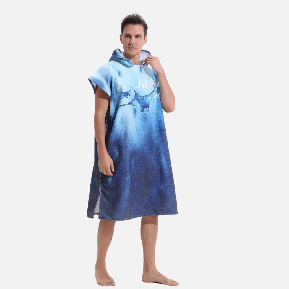 Poncho De Bain Raie Manta Bleu