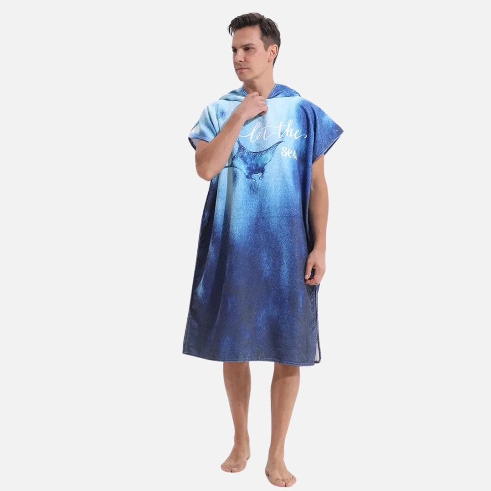 Poncho De Bain Raie Manta Bleu