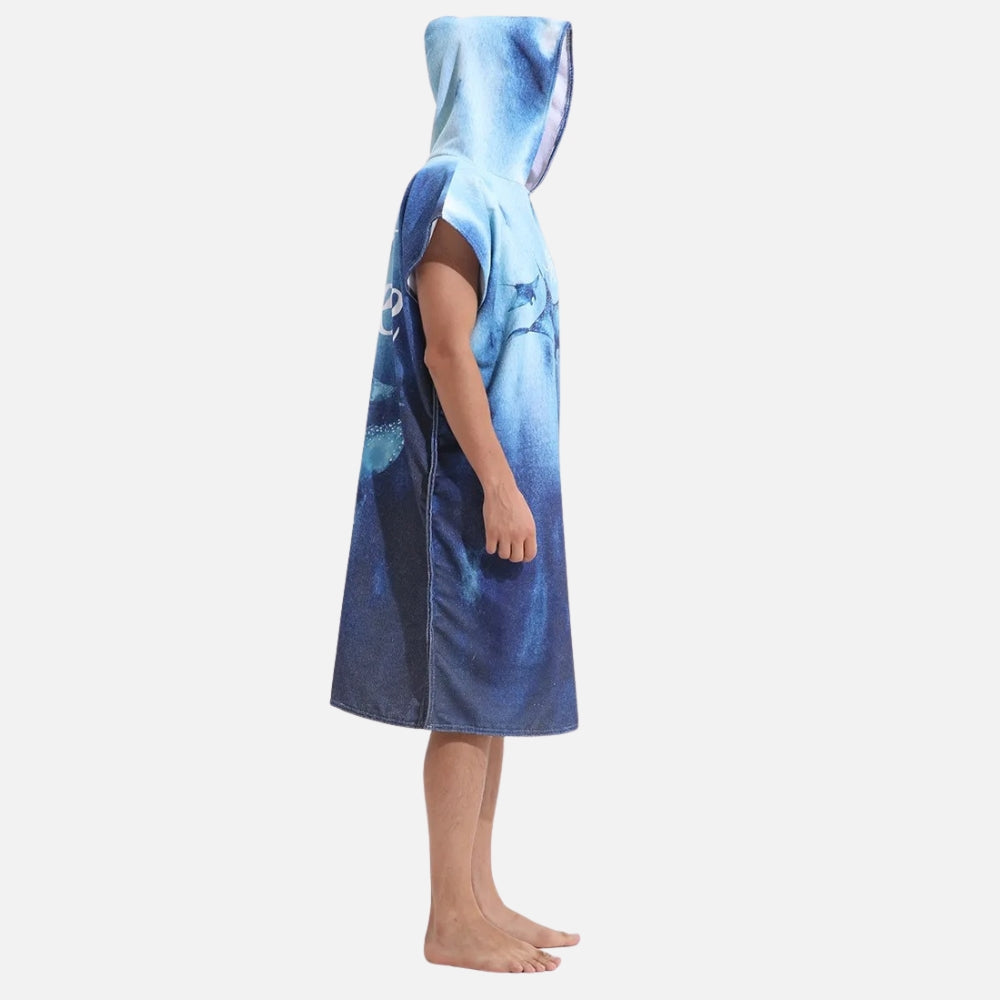 Poncho De Bain Raie Manta Bleu