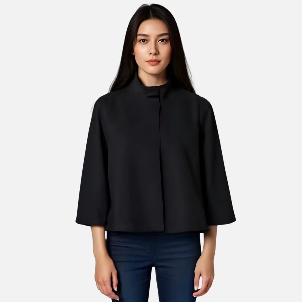 Pull Poncho Noir Femme