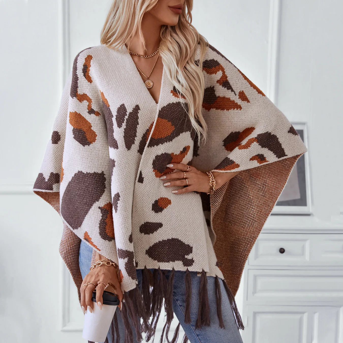 Cape Poncho À Franges