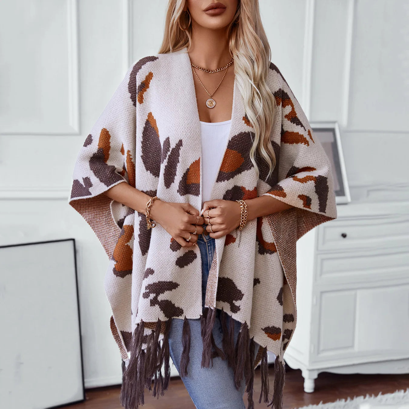 Cape Poncho À Franges