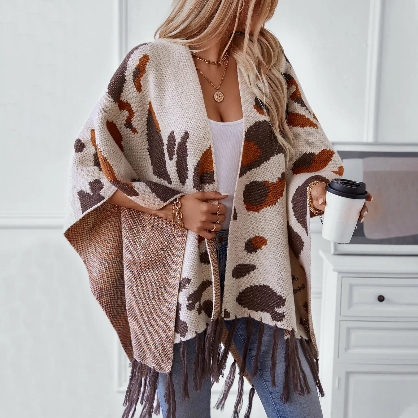 Cape Poncho À Franges