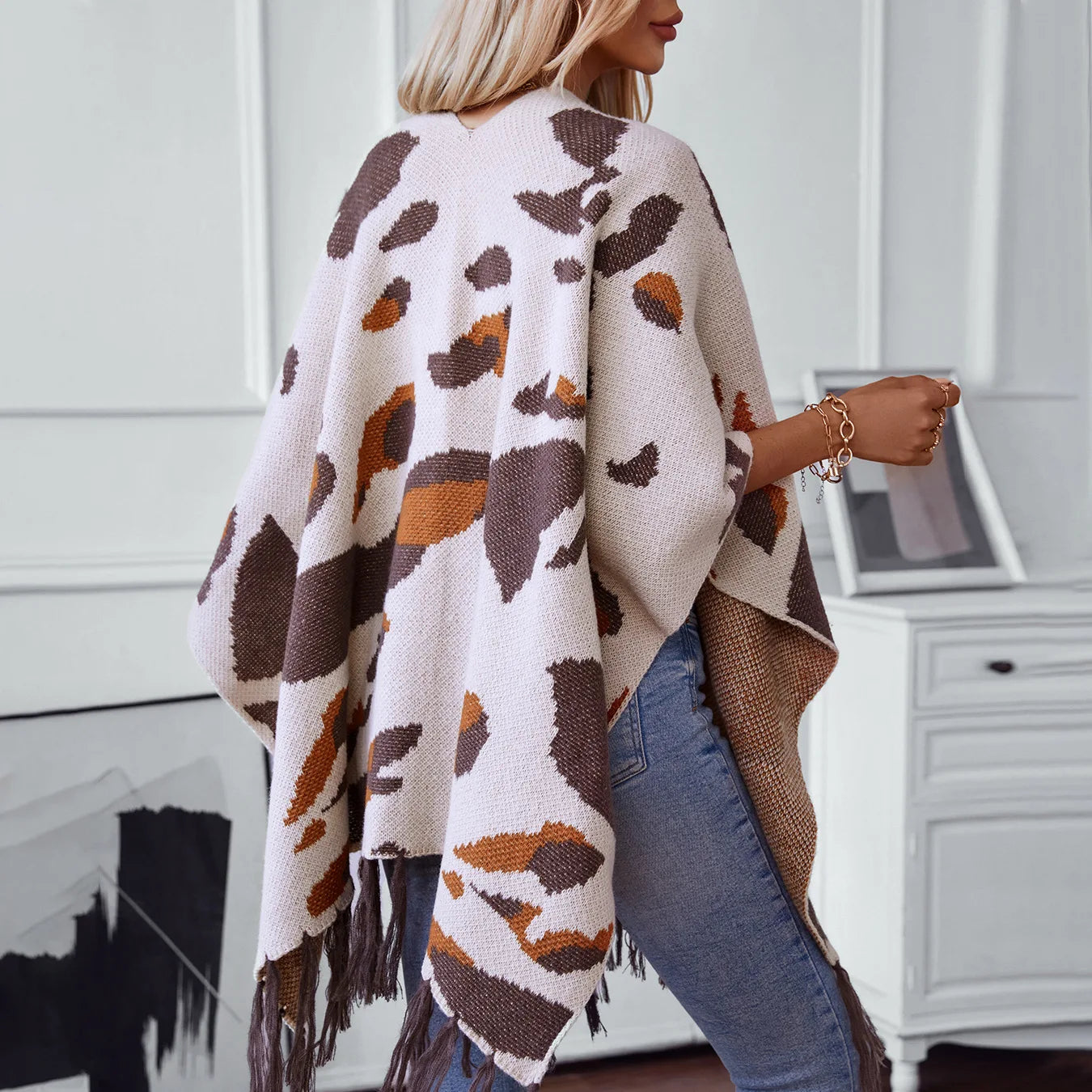 Cape Poncho À Franges