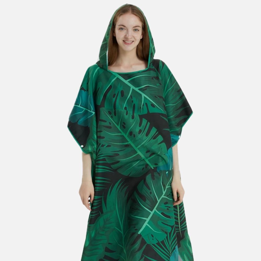 Serviette Poncho Avec Motifs De Feuilles