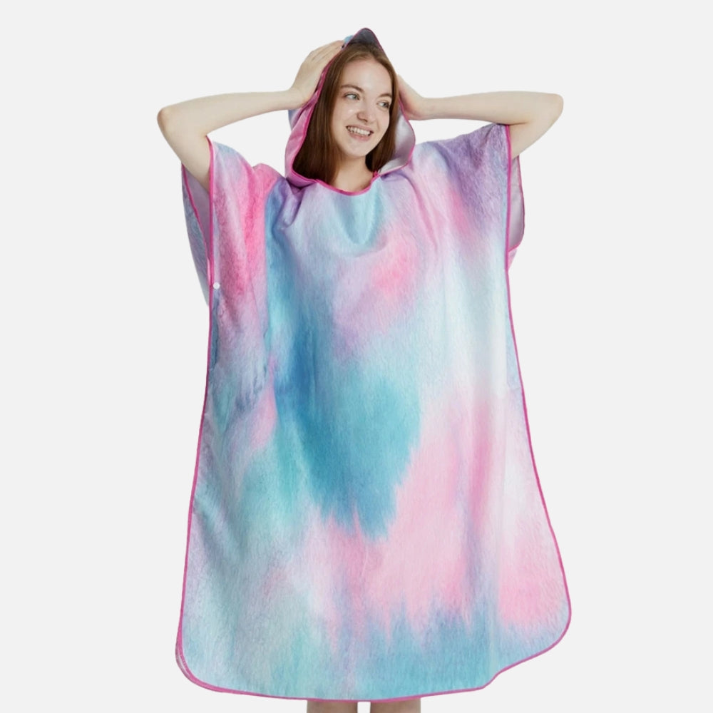 Serviette Poncho Rose et Bleu
