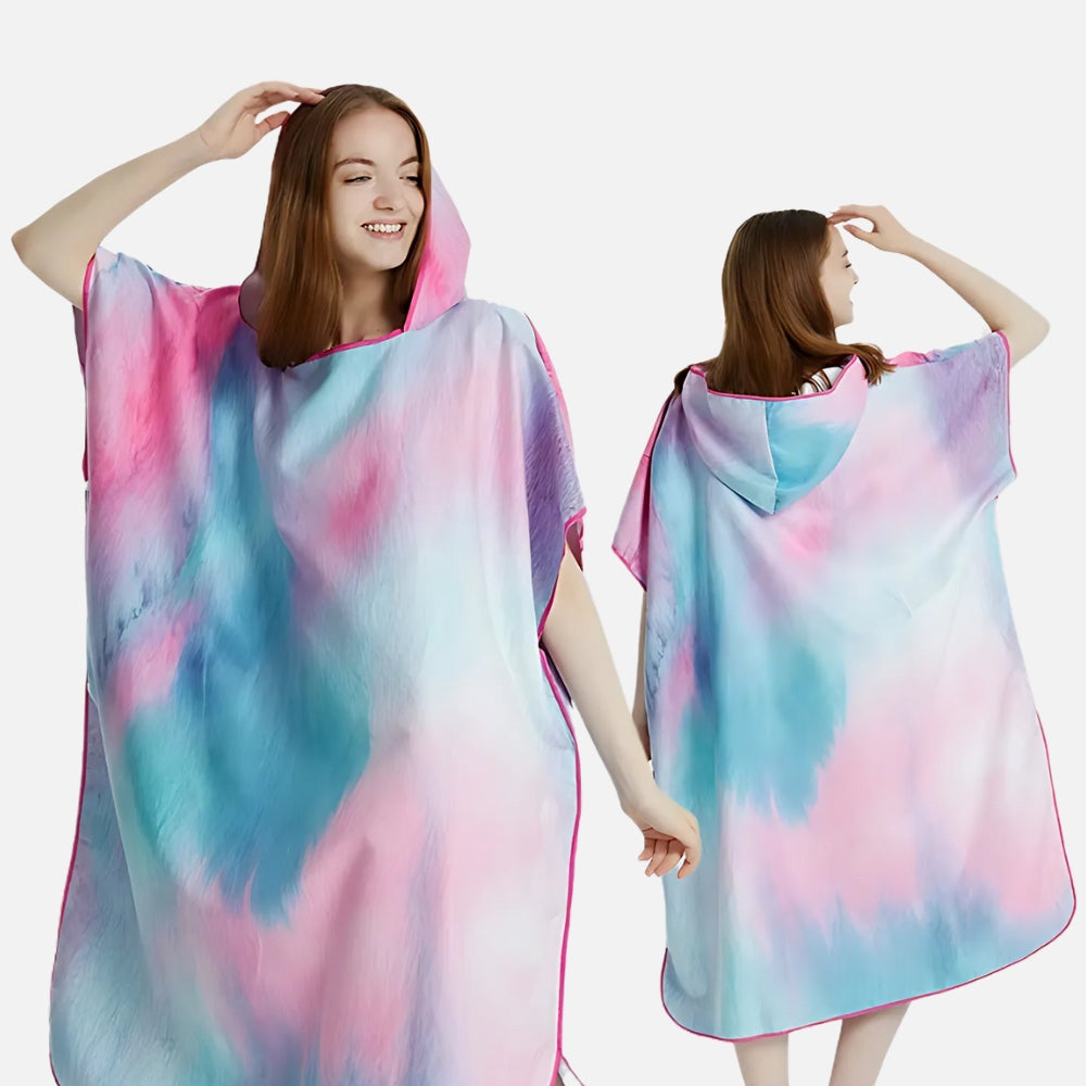 Serviette Poncho Rose et Bleu