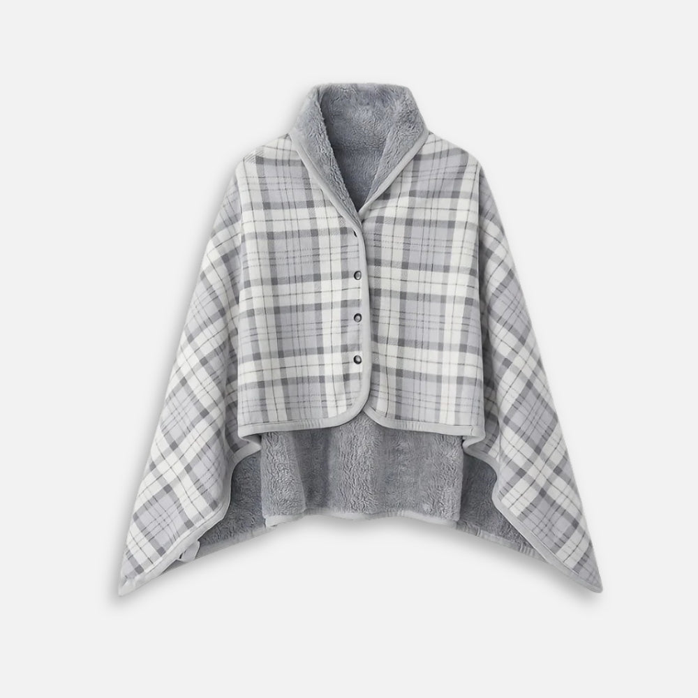 Cape Poncho à Carreaux Gris