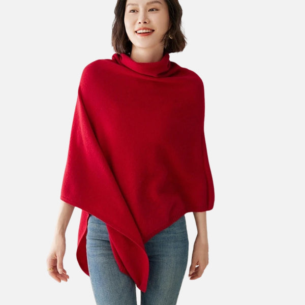 Poncho Col Roulé Marron Femme Taille Unique - Crochet Acrylique, Neuf Sans étiquettes
