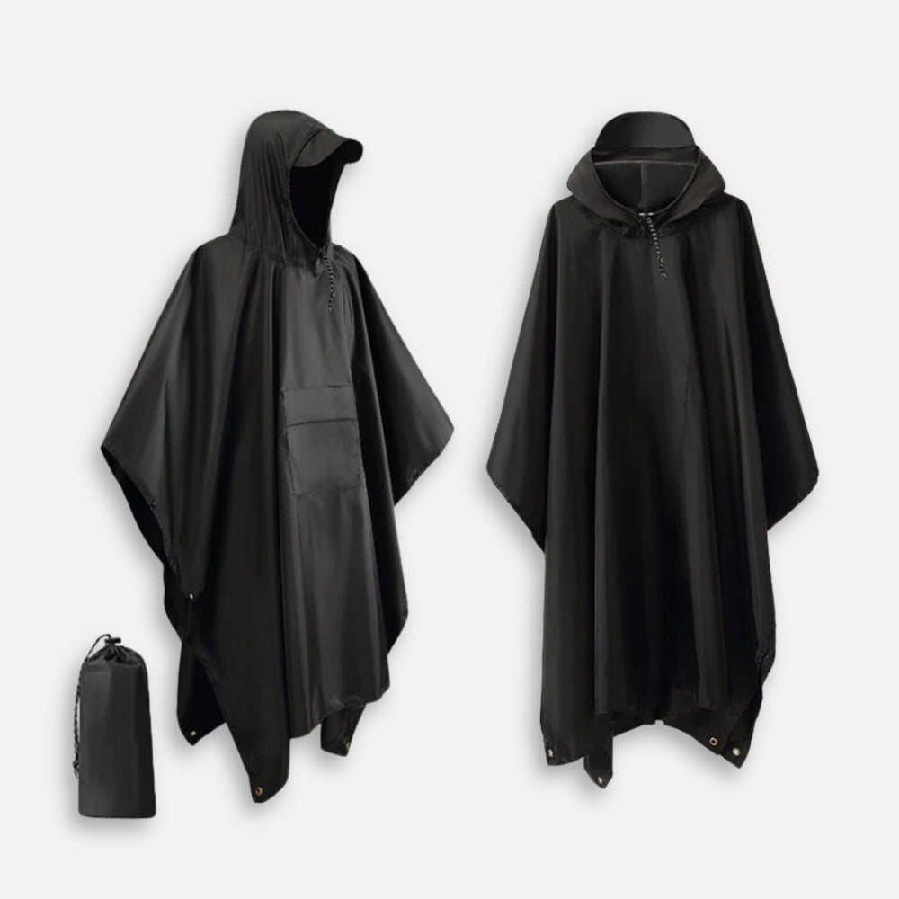 Poncho Noir Imperméable Randonnée